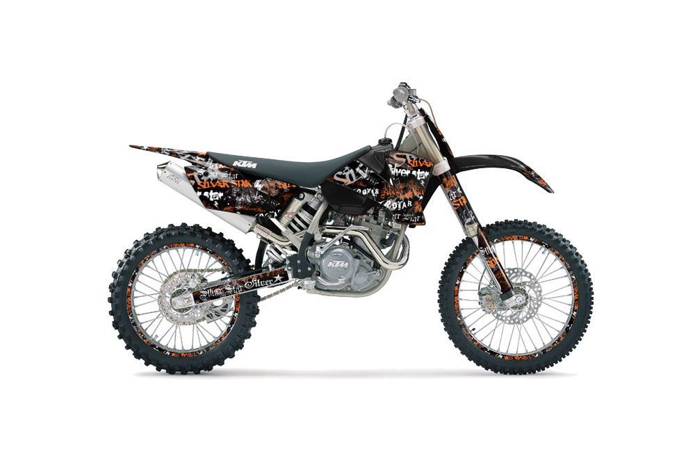 KTM C1 SX Dirt Bike Graphic Kit - 2001-2004 Silver Star - Silverhaze Orange