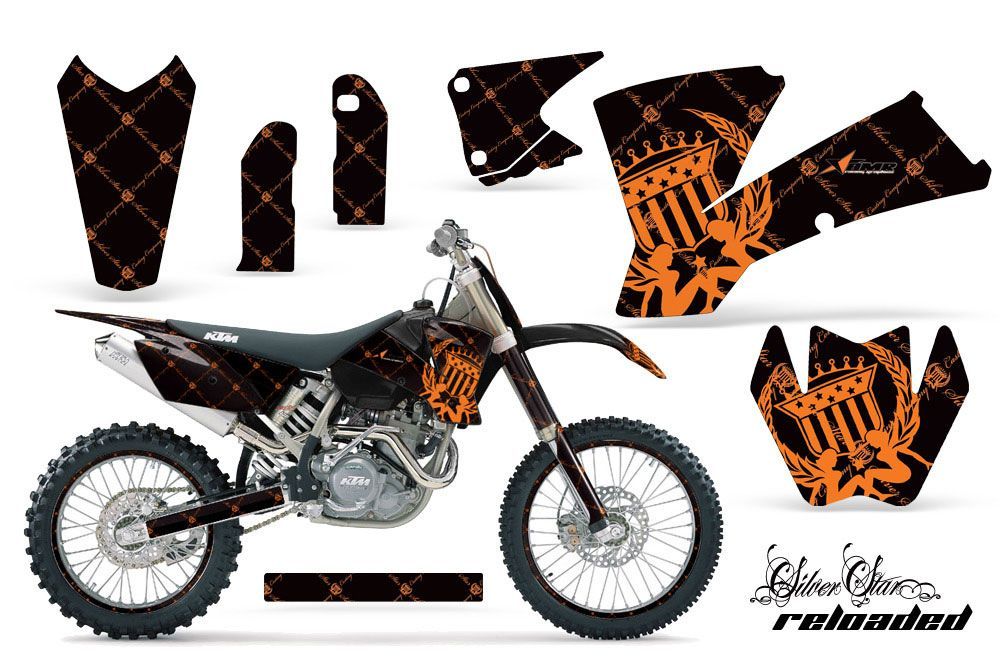 KTM C1 SX Dirt Bike Graphic Kit - 2001-2004 Silver Star - Reloaded Orange
