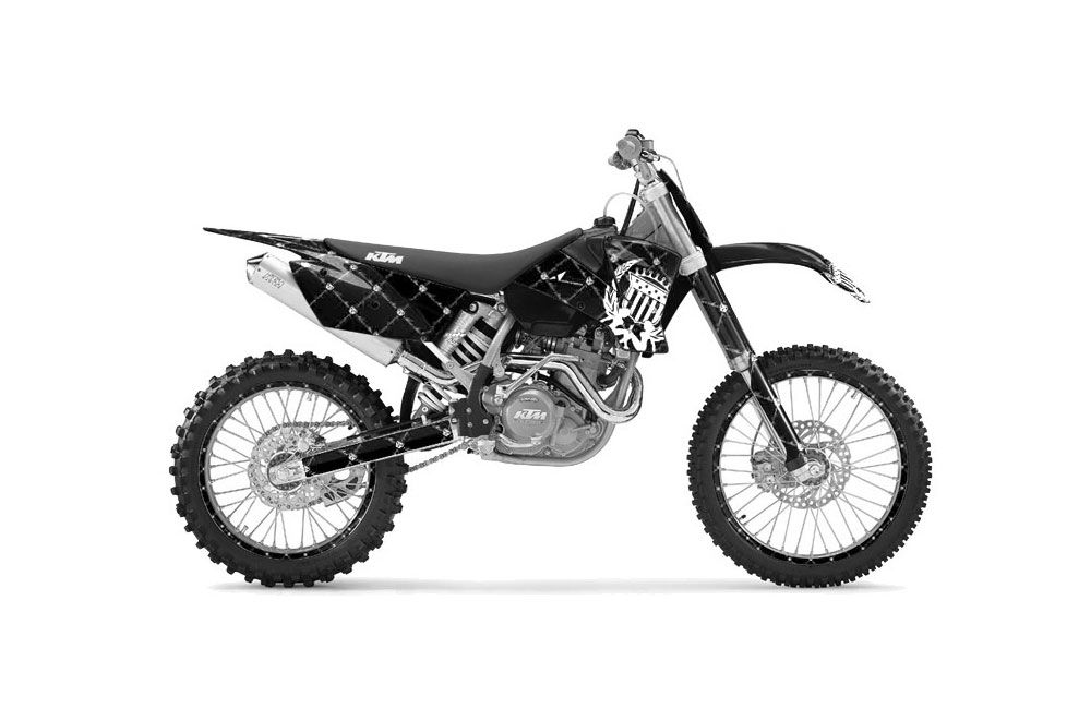 KTM C1 SX Dirt Bike Graphic Kit - 2001-2004 Silver Star - Reloaded Black