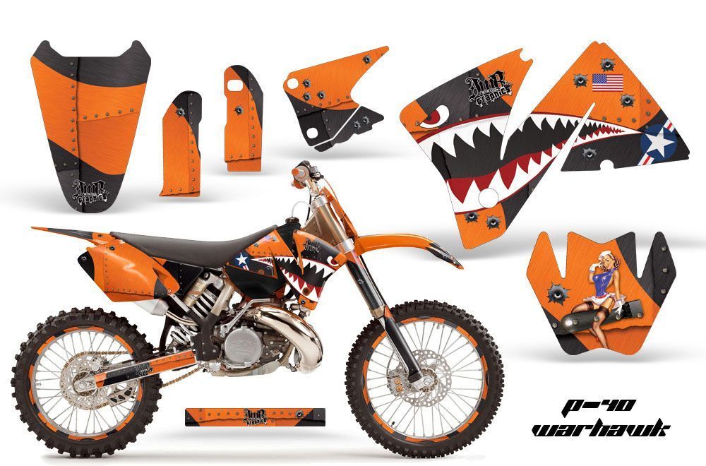 KTM C3 MXC Dirt Bike Graphic Kit - 2001-2002 P40 Warhawk Orange