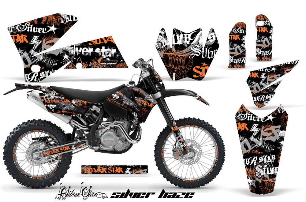 KTM C4 SX Dirt Bike Graphic Kit - 2005-2006 Silver Star - Silverhaze Orange