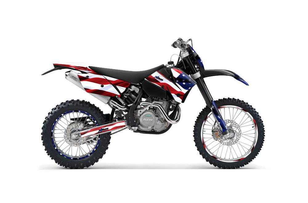 KTM C4 EXC Dirt Bike Graphic Kit - 2005-2007 Stars and Stripes Red White & Blue