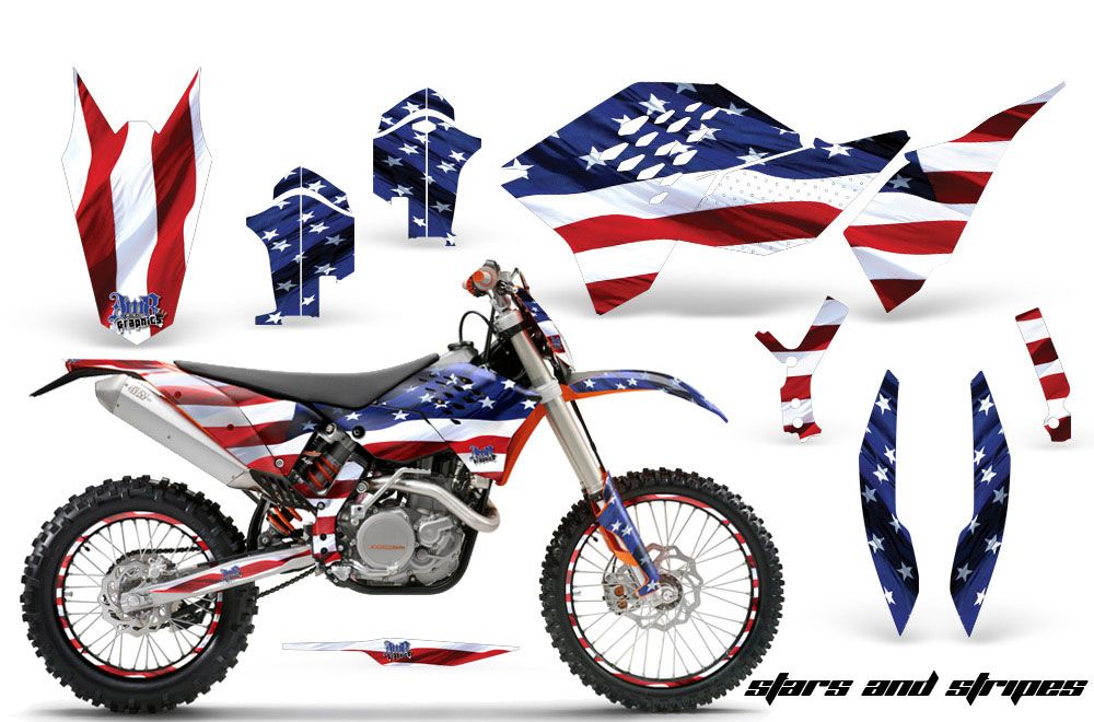 KTM C5 WCFW 250 Dirt Bike Graphic Kit - 2011 Stars and Stripes Red White & Blue