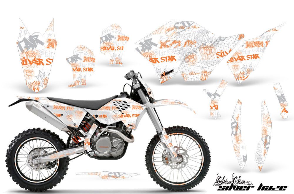 KTM C5 SX / SX-F 125 / 525 Dirt Bike Graphic Kit - 2007-2010 Silver Star - Silverhaze Orange