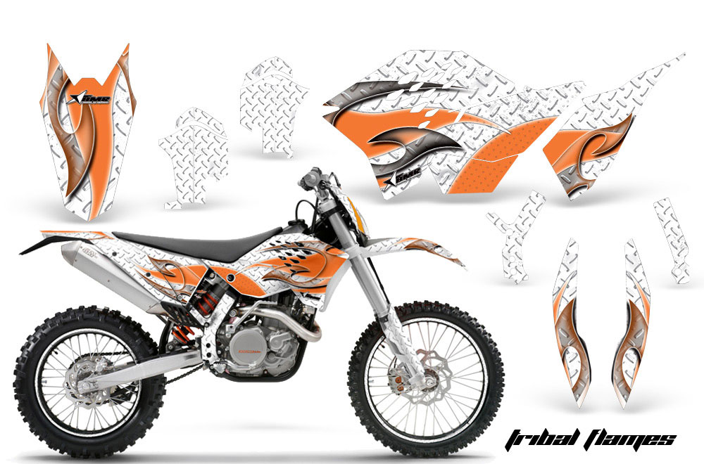 KTM C5 WCFW 250 Dirt Bike Graphic Kit - 2011 Tribal Flames Orange