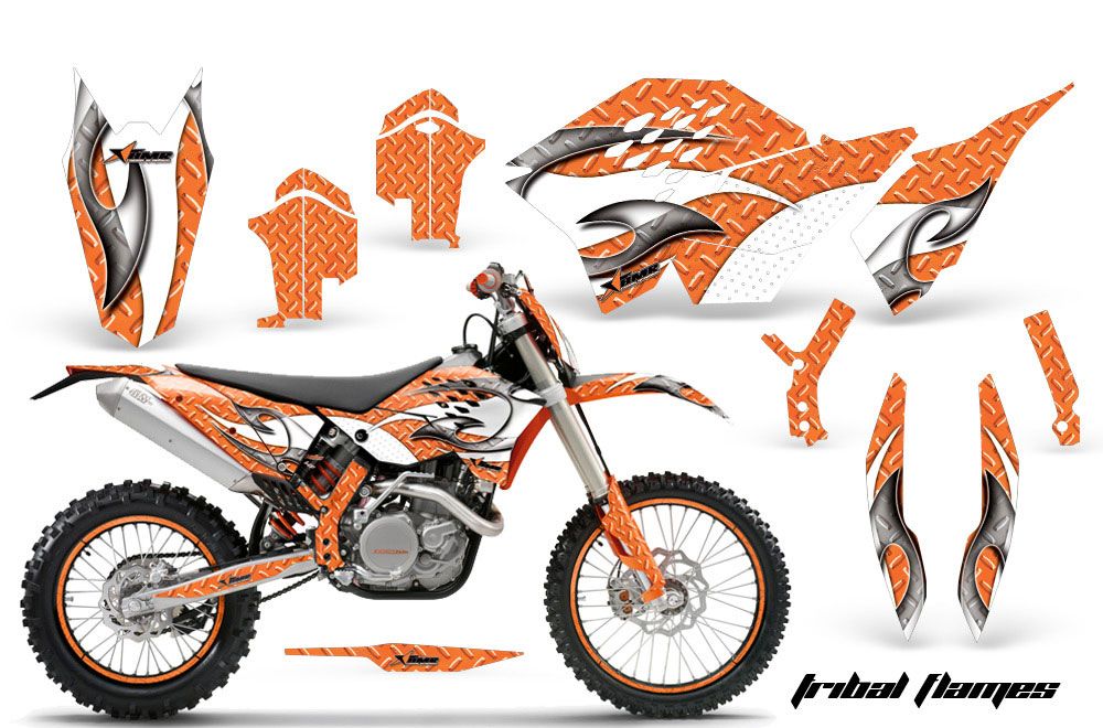 KTM C5 WCFW 250 Dirt Bike Graphic Kit - 2011 Tribal Flames White