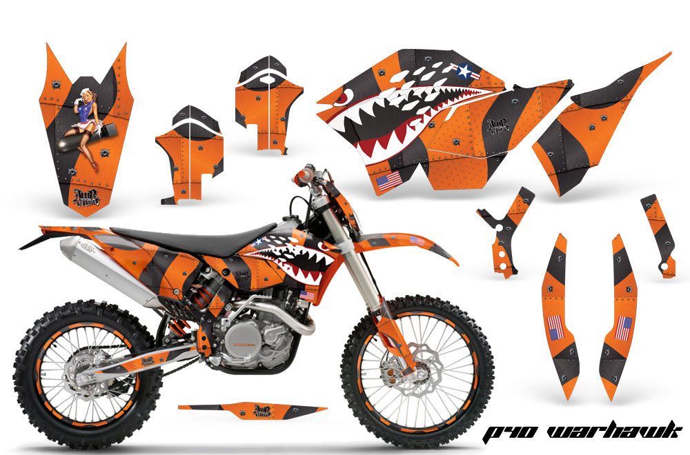 KTM C5 SX / SX-F 125 / 525 Dirt Bike Graphic Kit - 2007-2010 P40 Warhawk Orange