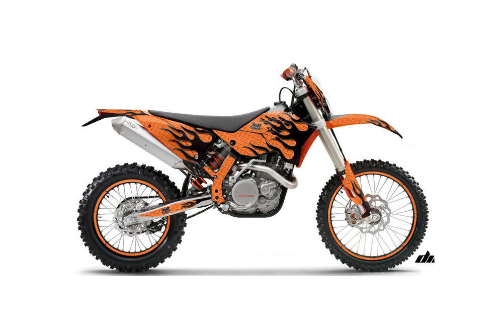 KTM C5 XCW 200/ 250 / 300 Dirt Bike Graphic Kit - 2011 Diamond Flames Orange