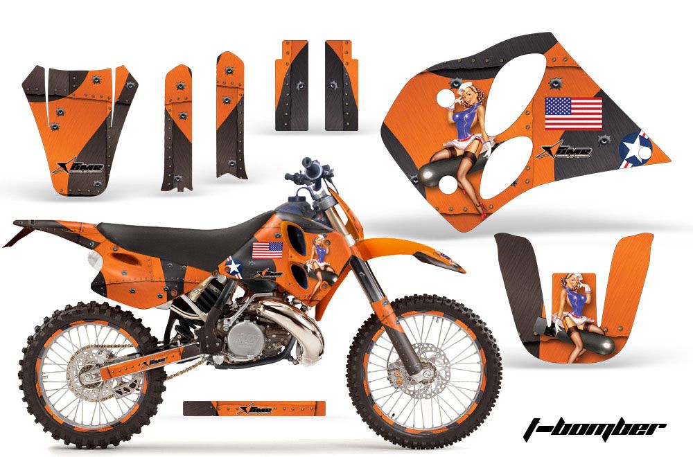 KTM C6 SX 2 Stroke Dirt Bike Graphic Kit - 1993-1997 T Bomber Orange