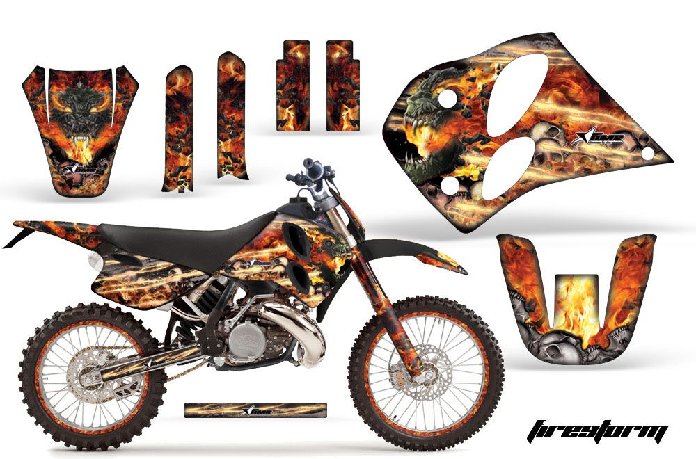 KTM C6 EXC 2 Stroke Dirt Bike Graphic Kit - 1993-1997 Firestorm Black