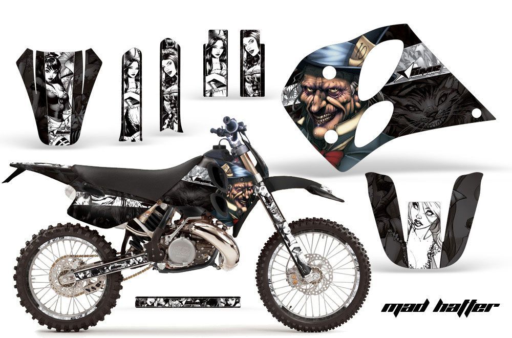 KTM C6 SX 2 Stroke Dirt Bike Graphic Kit - 1993-1997 Mad Hatter Black