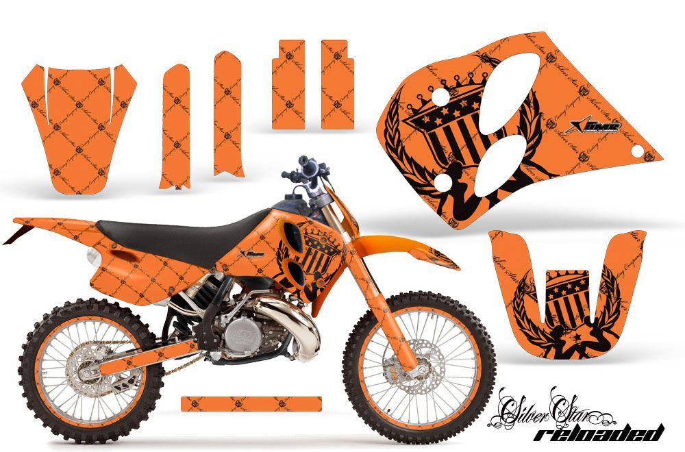 KTM C6 EXC 2 Stroke Dirt Bike Graphic Kit - 1993-1997 Silver Star - Reloaded Orange