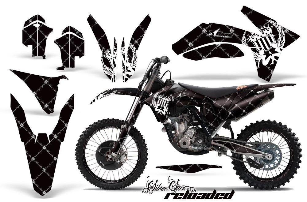 KTM C7 SX / SX-F Dirt Bike Graphic Kit - 2011-2012 Silver Star - Reloaded Black