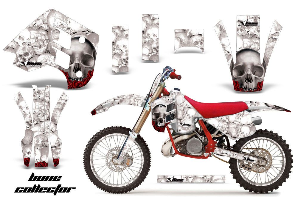 KTM C8 MXC / EXC 300 Dirt Bike Graphic Kit - 1990-1992 Bone Collector White