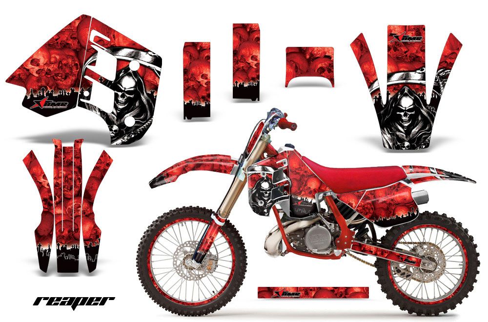 KTM C8 MXC / EXC 250 Dirt Bike Graphic Kit - 1990-1992 Reaper Red