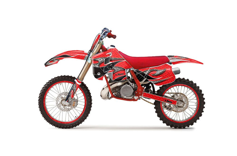 KTM C8 MXC / EXC 250 Dirt Bike Graphic Kit - 1990-1992 Tribal Flames Red