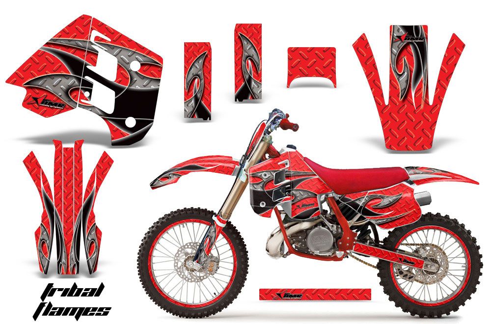 KTM C8 MXC / EXC 250 Dirt Bike Graphic Kit - 1990-1992 Tribal Flames Red