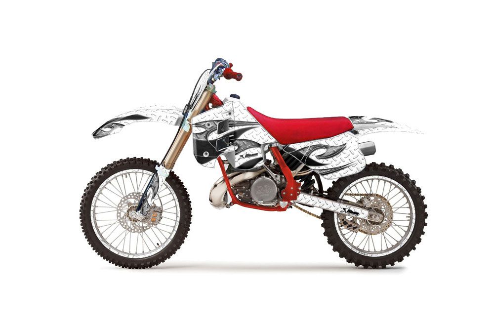KTM C8 MXC / EXC 300 Dirt Bike Graphic Kit - 1990-1992 Tribal Flames White