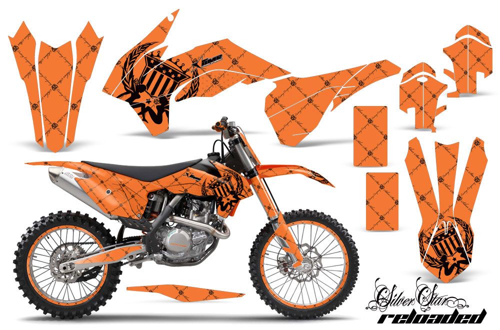 KTM C9 SX / SX-F / XC / XC-F Dirt Bike Graphic Kit - 2013-2015 Silver Star - Reloaded Orange