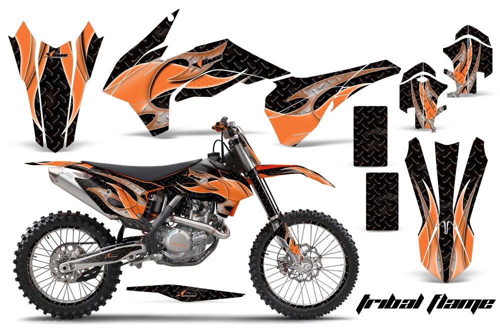 KTM C9 SX / SX-F / XC / XC-F Dirt Bike Graphic Kit - 2013-2015 Tribal Flames Orange