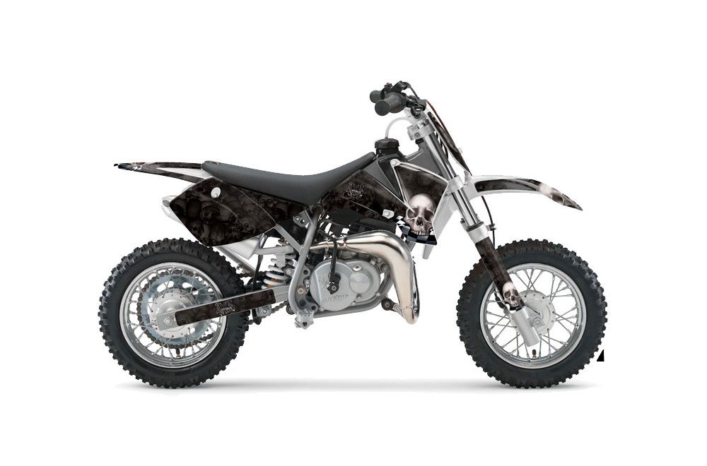KTM SX 50 Adventure Jr / Sr Dirt Bike Graphic Kit - 2002-2008 Checkered Skull Black