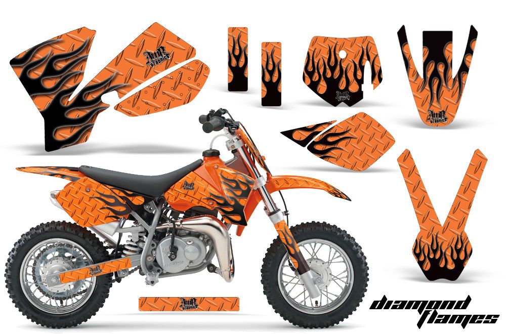 KTM SX 50 Adventure Jr / Sr Dirt Bike Graphic Kit - 2002-2008 Diamond Flames Orange