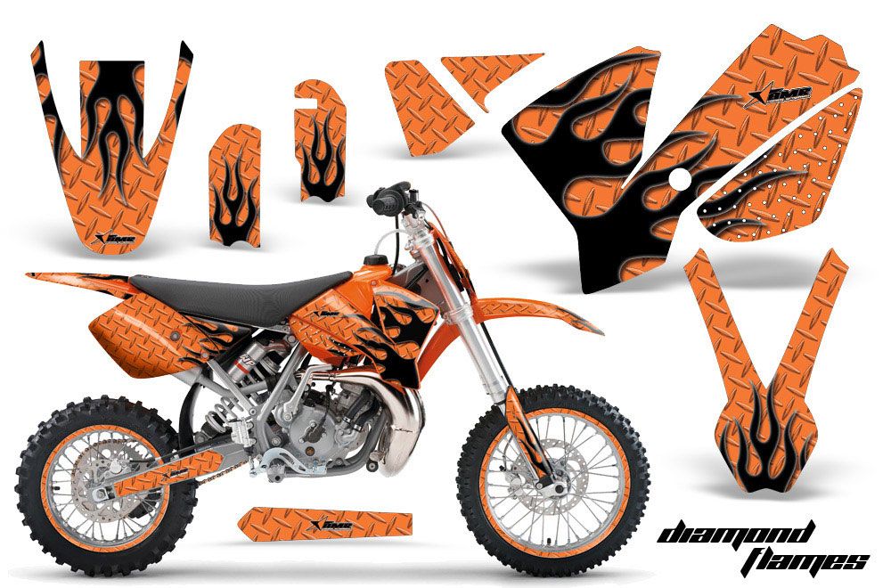 KTM SX 65 Dirt Bike Graphic Kit - 2002-2008 Diamond Flames Orange
