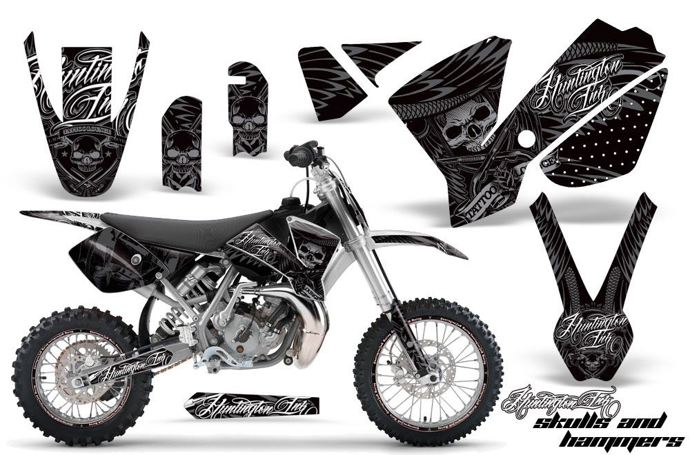 KTM SX 65 Dirt Bike Graphic Kit - 2002-2008 Skulls and Hammers Silver