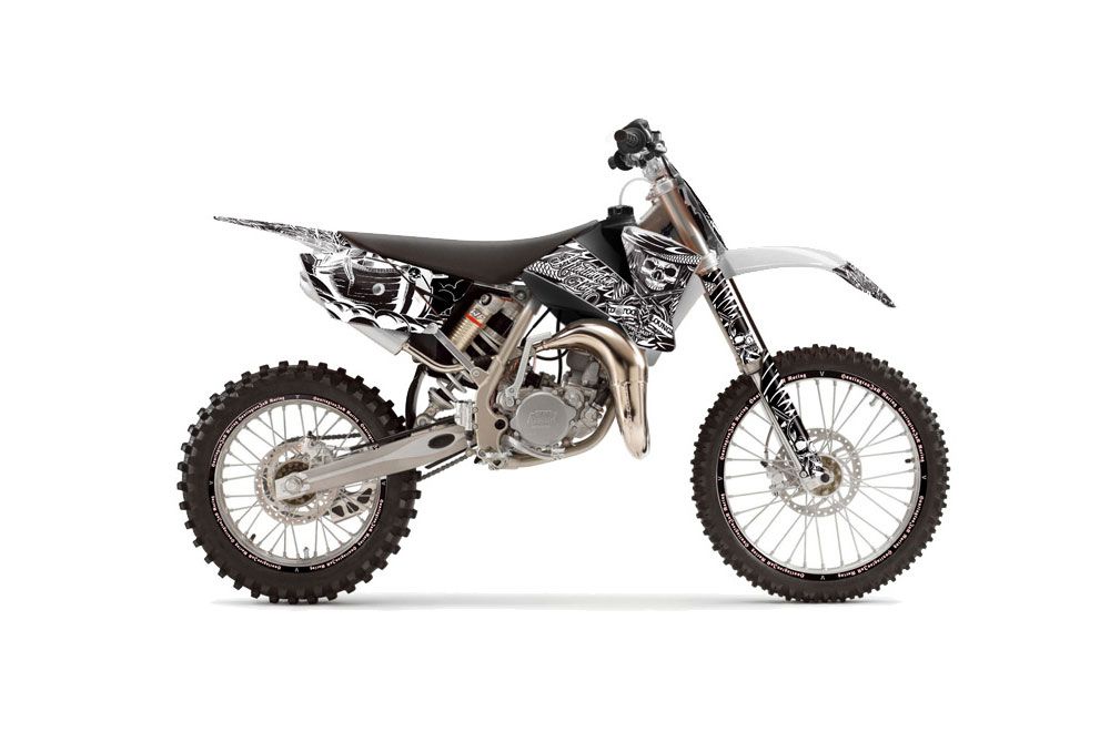 KTM SX 105 Dirt Bike Graphic Kit - 2004-2005 Skulls and Hammers White