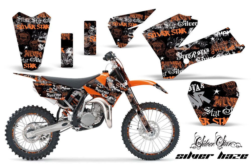 KTM SX 105 Dirt Bike Graphic Kit - 2006-2012 Silver Star - Silverhaze Orange