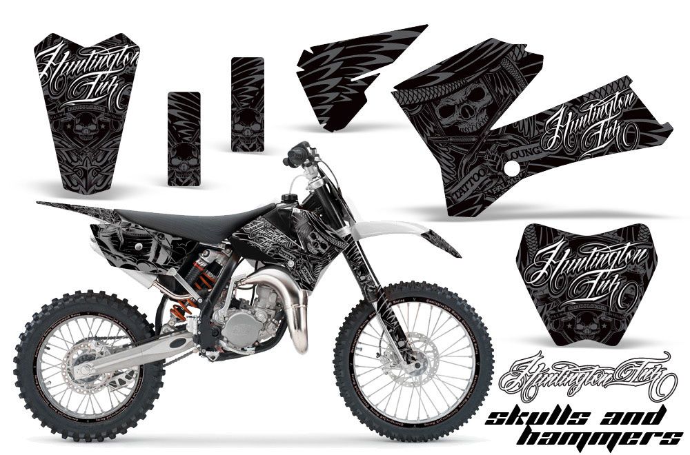 KTM SX 85 Dirt Bike Graphic Kit - 2006-2012 Skulls and Hammers Silver