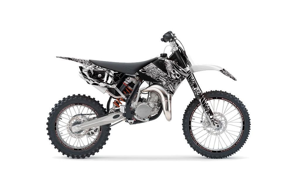 KTM SX 85 Dirt Bike Graphic Kit - 2006-2012 Skulls and Hammers White