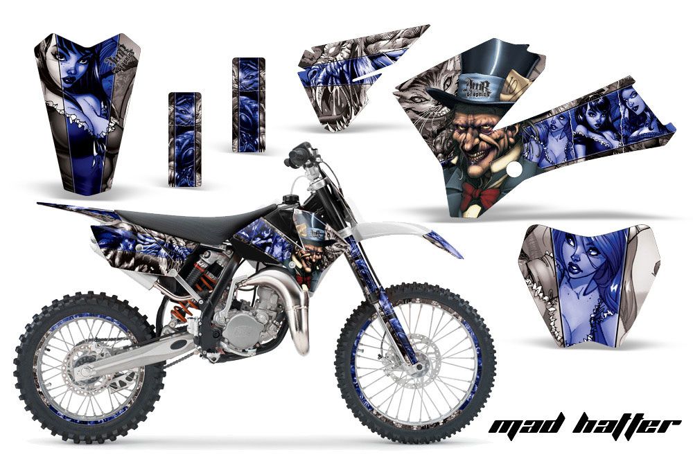 KTM SX 105 Dirt Bike Graphic Kit - 2006-2012 Mad Hatter Silver