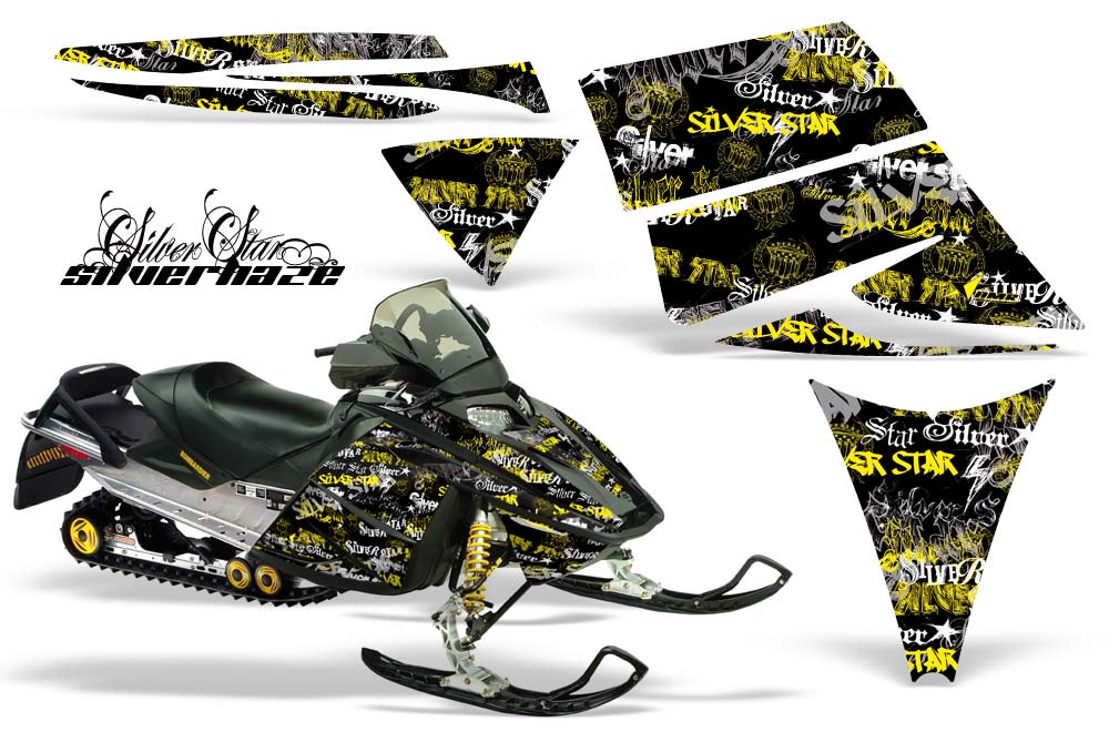Ski Doo Rev Sled Graphic Kit - 2004-2012 Silver Star - Silverhaze Yellow