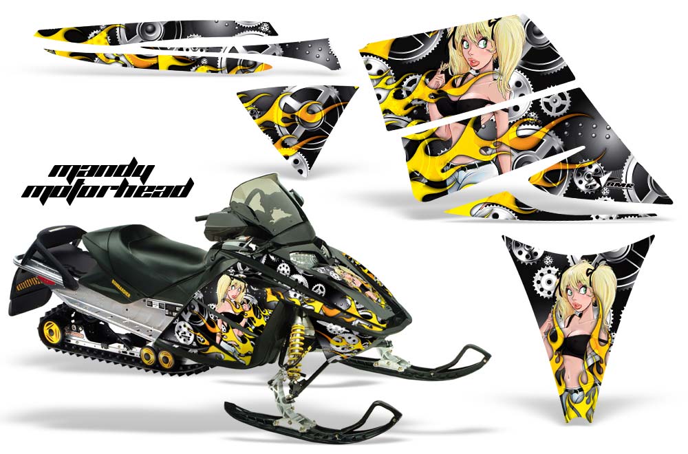 Ski Doo Rev Sled Graphic Kit - 2004-2012 Motorhead Mandy Black