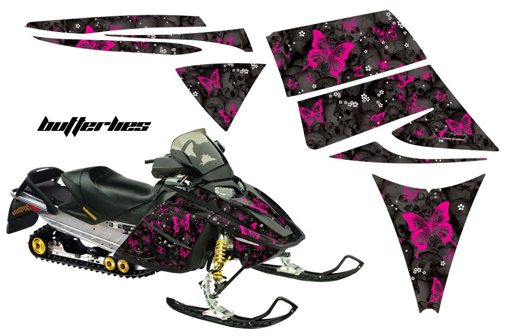 Ski Doo Rev Sled Graphic Kit - 2004-2012 Butterfly Pink