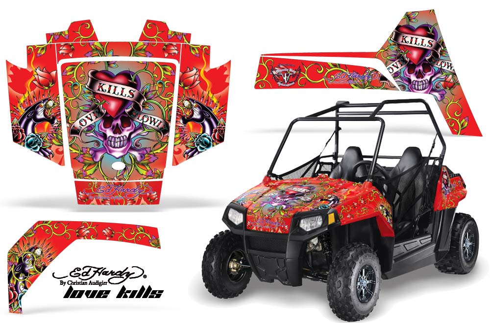 Polaris RZR 170 Graphic Kit - All Years Ed Hardy - Love Kills Red