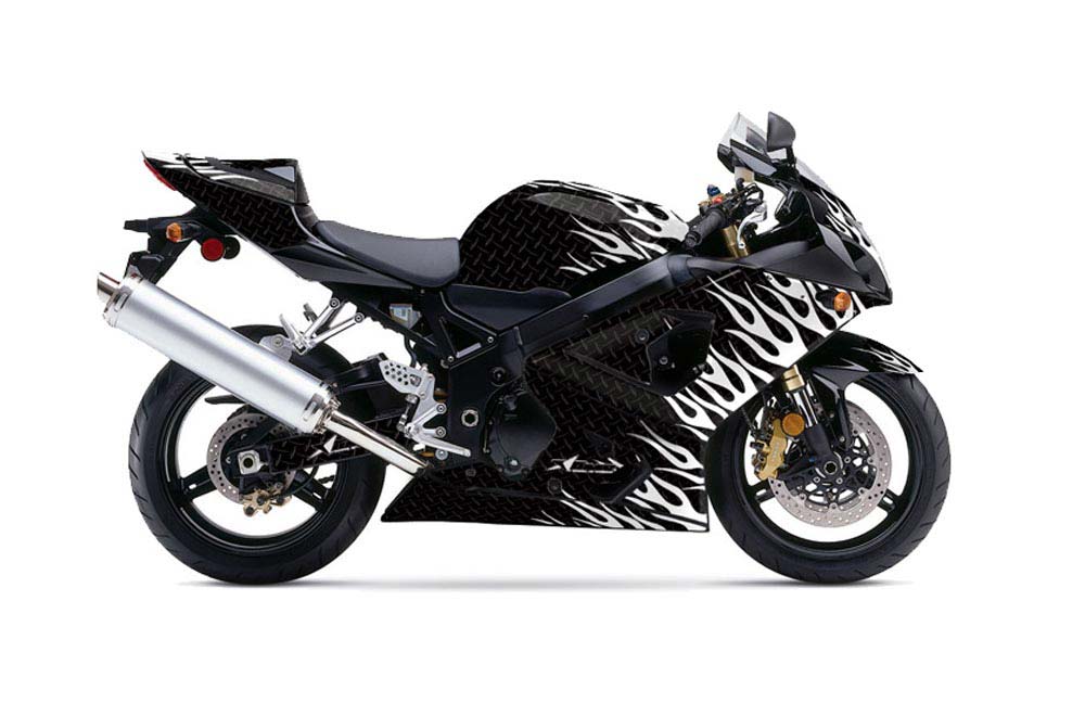 Suzuki GSXR 600 / 750 Graphic Kit - 2004-2005 Diamond Flames Black