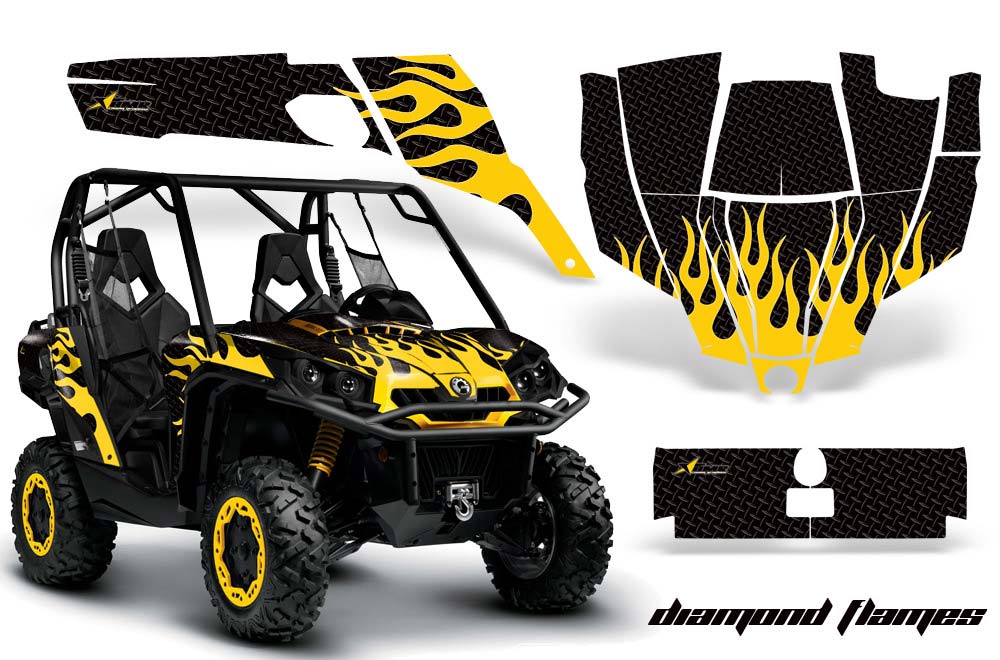 Can-Am Commander 1000 / 800 Graphic Kit - All Years Diamond Flames Yellow