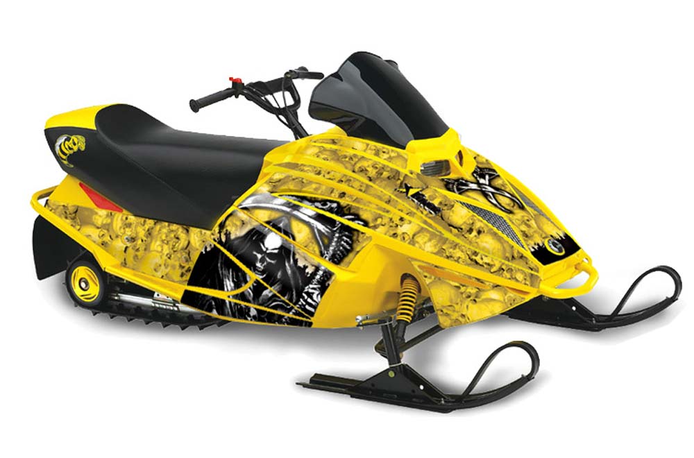 Ski Doo Mini Z Sled Graphics: Reaper - Yellow Snowmobile Graphic Decal Wrap...