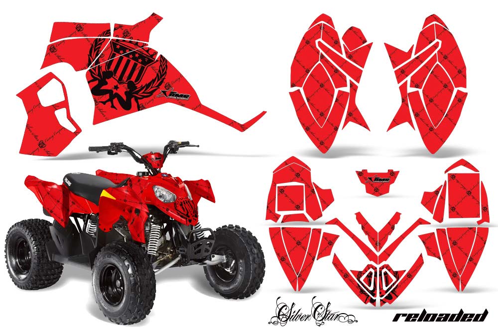 Polaris Outlaw 90 / 110 ATV Graphic Kit - 2002-2020 Silver Star - Reloaded Red