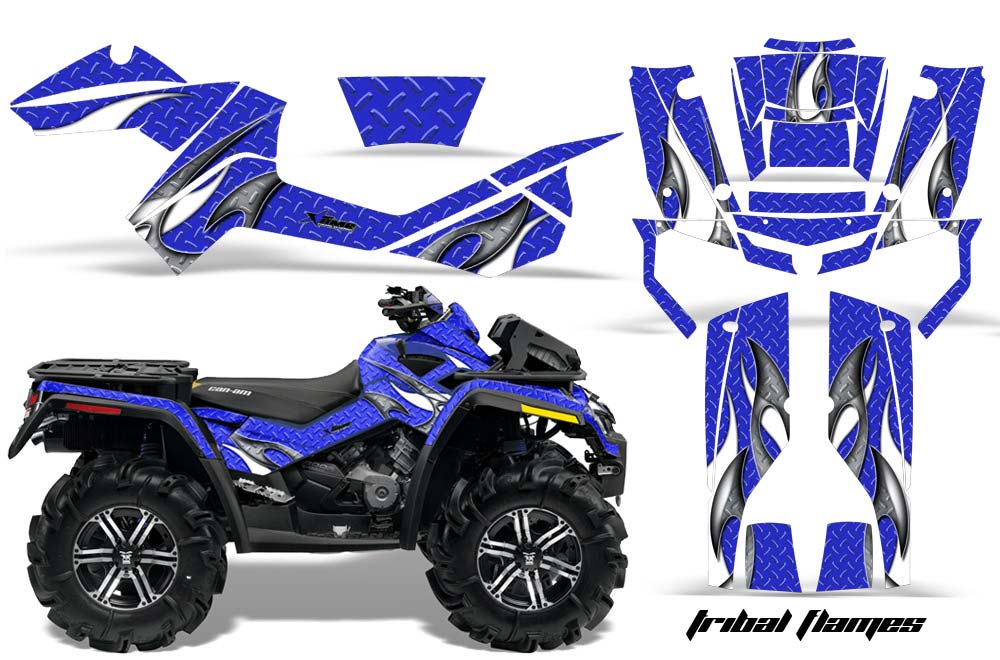 Can Am Outlander XMR 800R ATV Graphic Kit - 2006-2012 Tribal Flames Blue