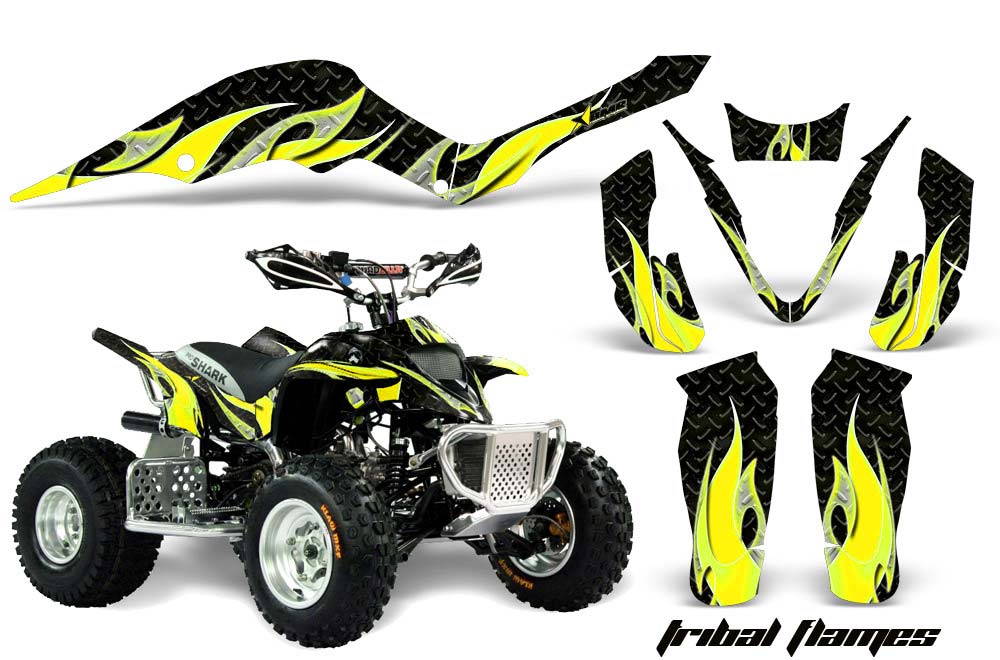 Apex Pro Shark MXR 70 / 90 ATV Graphic Kit - All Years Tribal Flames Yellow