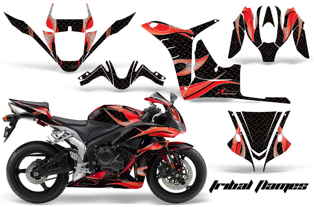 Honda CBR 1000 RR Graphic Kit - 2004-2005 Tribal Flames Red