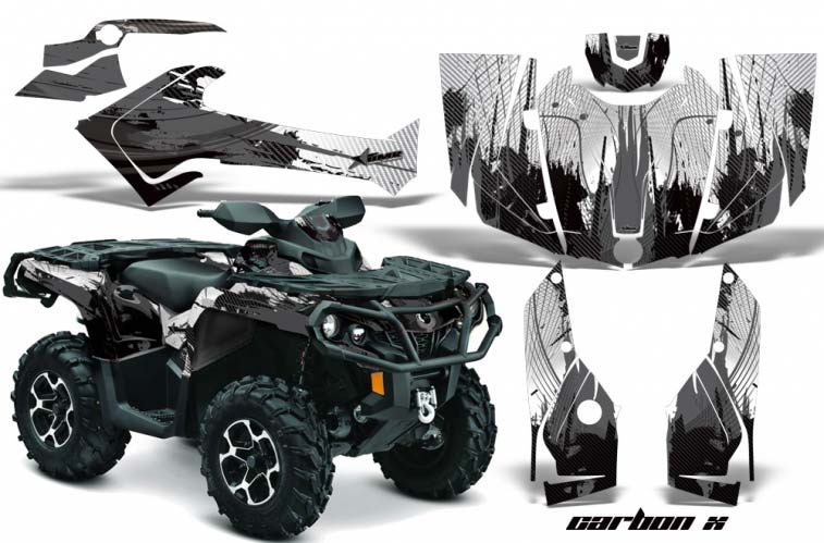 Can Am Outlander 500 / 650 / 800 / 800R / 1000 XT-P ATV Graphic Kit - 2013-2016 Carbon X Black