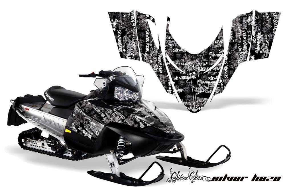 Polaris RMK / Shift / Assault Sled Graphic Kit - 2006-2020 Silver Star - Silverhaze Black
