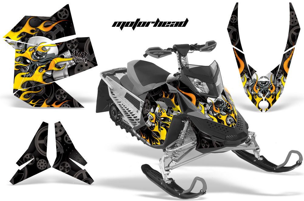Ski Doo Rev XP Sled Graphic Kit - 2008-2012 Motorhead Black