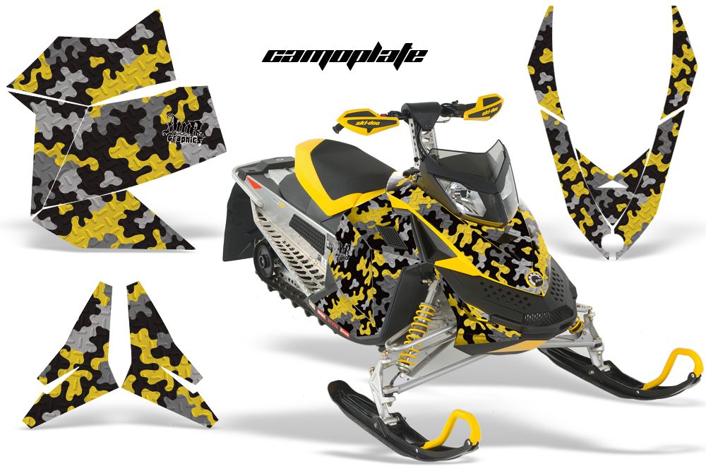 Ski Doo Rev XP Sled Graphic Kit - 2008-2012 Camoplate Yellow