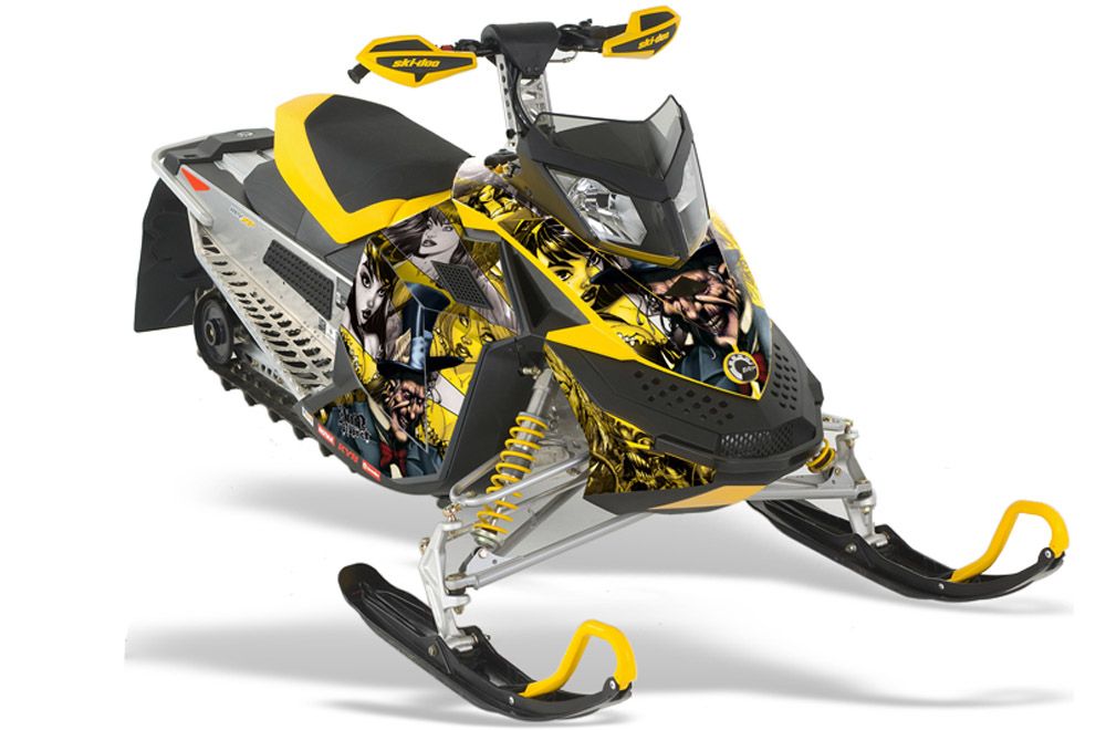 Ski Doo Rev XP Sled Graphic Kit - 2008-2012 Mad Hatter Yellow