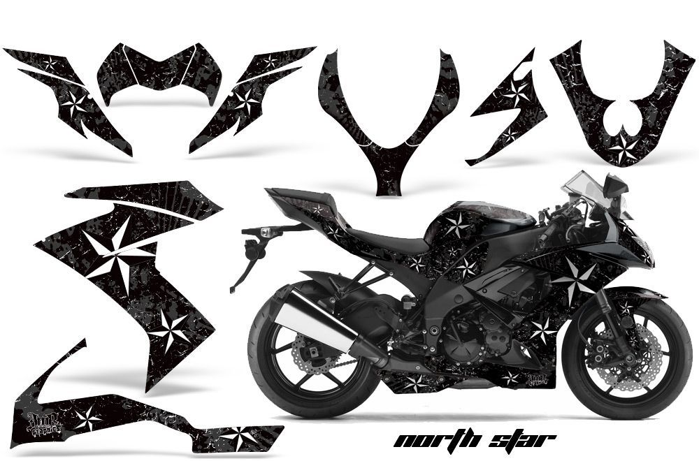 Kawasaki ZX10 Ninja Graphic Kit - 2008-2009 Northstar Black